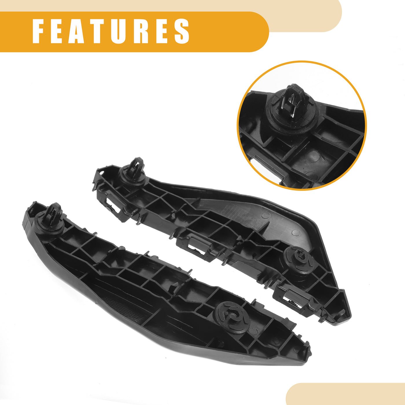 Partuto Bumper Support Bracket No.525360D130/525350D130 - Left Right Side Bumper Bracket for Toyota Yaris Hatchback 2013-2016 - ABS Plastic Black - 1 Pair