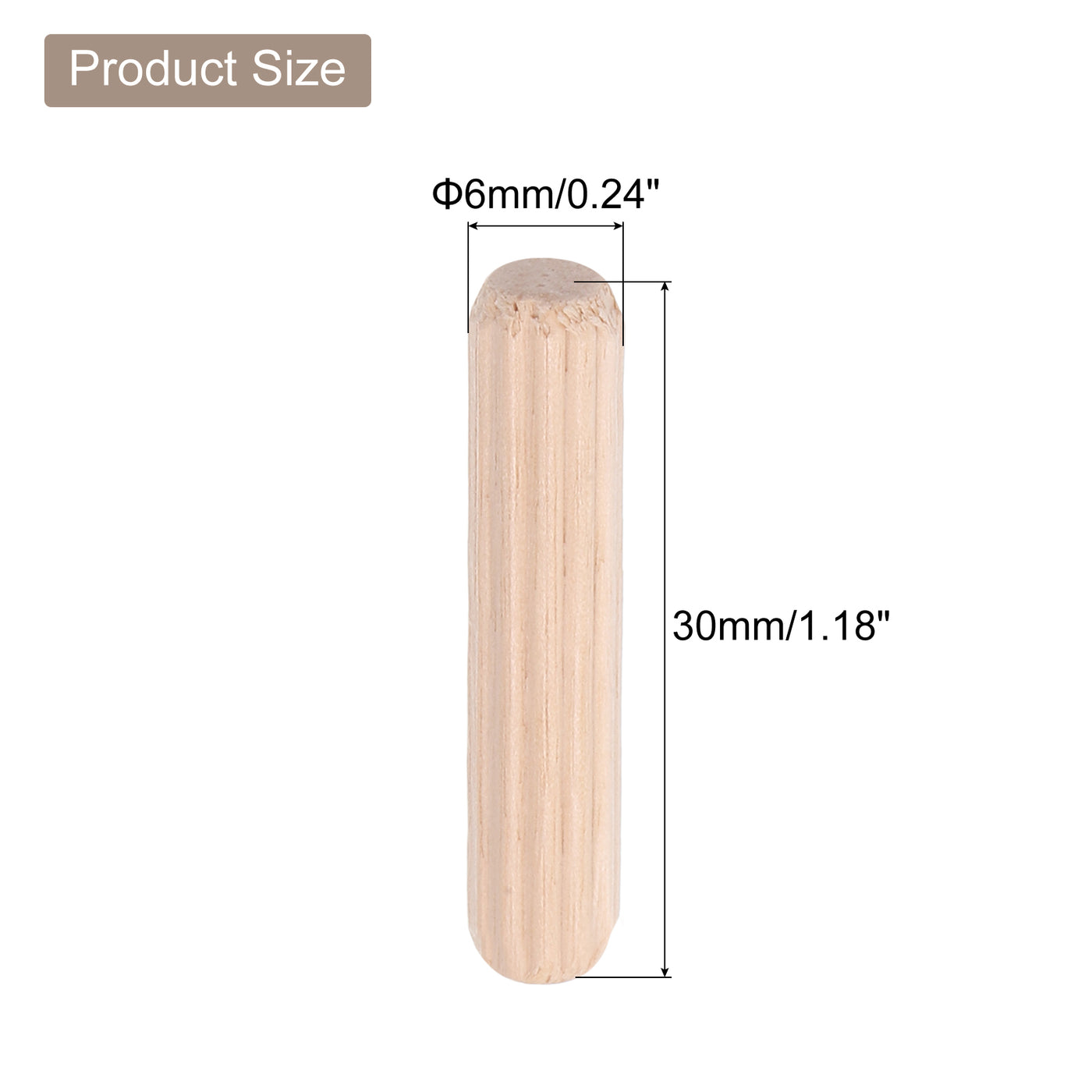 uxcell Uxcell 150stk Holz Dübel Stifte 6x30mm (0.24x1.18") Holz Dübel Stäbe Geriffelte Dübel Verbindungen für Geriffelte Holzbearbeitung Möbel Basteln