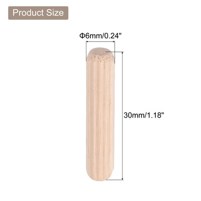 Harfington Uxcell 150stk Holz Dübel Stifte 6x30mm (0.24x1.18") Holz Dübel Stäbe Geriffelte Dübel Verbindungen für Geriffelte Holzbearbeitung Möbel Basteln