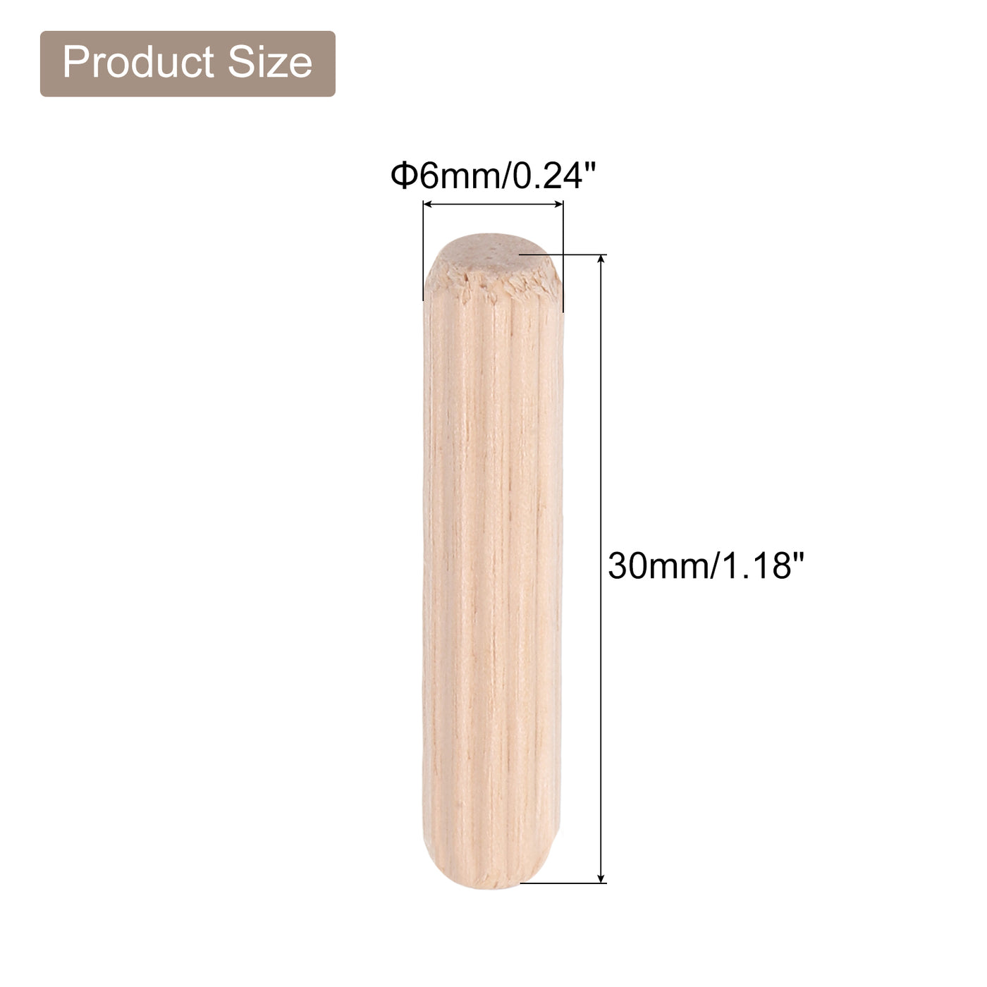 uxcell Uxcell 500 Pcs Wooden Dowel Pins, 6 x 30mm (0.24 x 1.18 Inch) Wood Dowels Rods