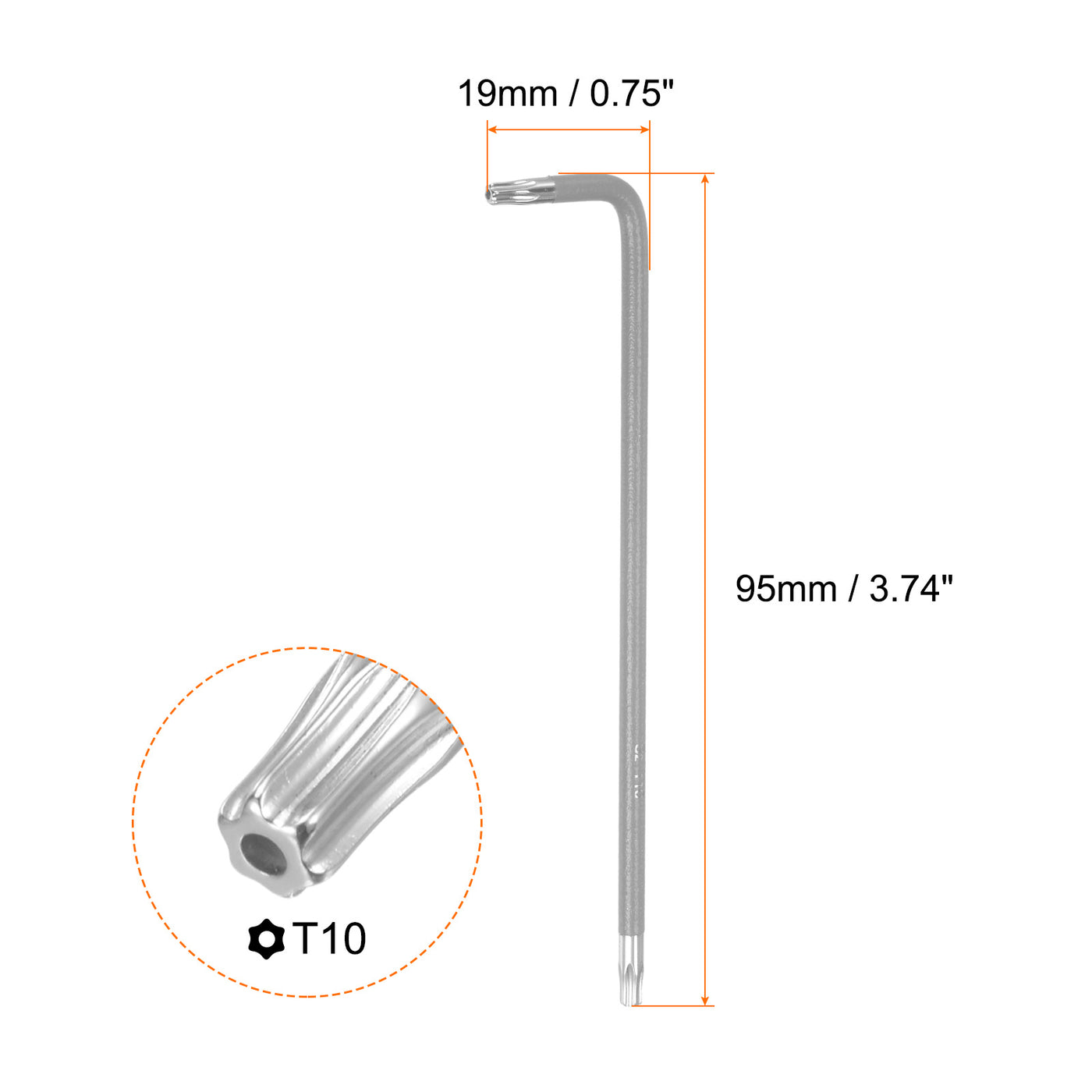 Harfington Hex Key Torx Wrench T10 S2 L-Shape Long Arm 6 Point Hexagon SAE Wrenches