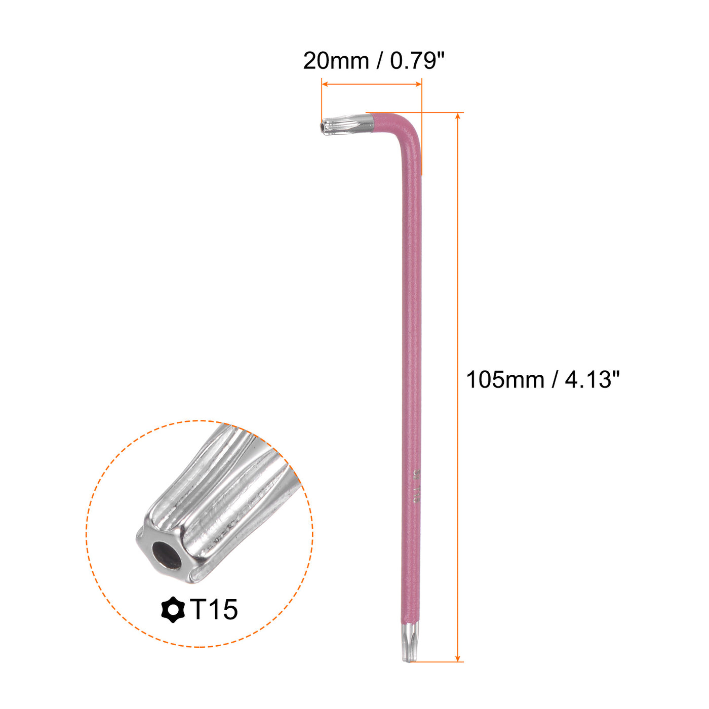 Harfington 4pcs Hex Key Torx Wrench T15 S2 L-Shape Long Arm 6 Point Hexagon SAE Wrenches