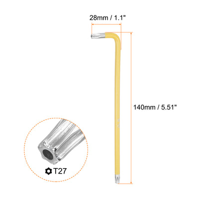 Harfington Sechskantschlüssel Torx-Schlüssel T27 S2 Stahl L-Form Langarm Stern 6-Punkt-Sechskantschlüssel Reparaturwerkzeug für Heimwerker