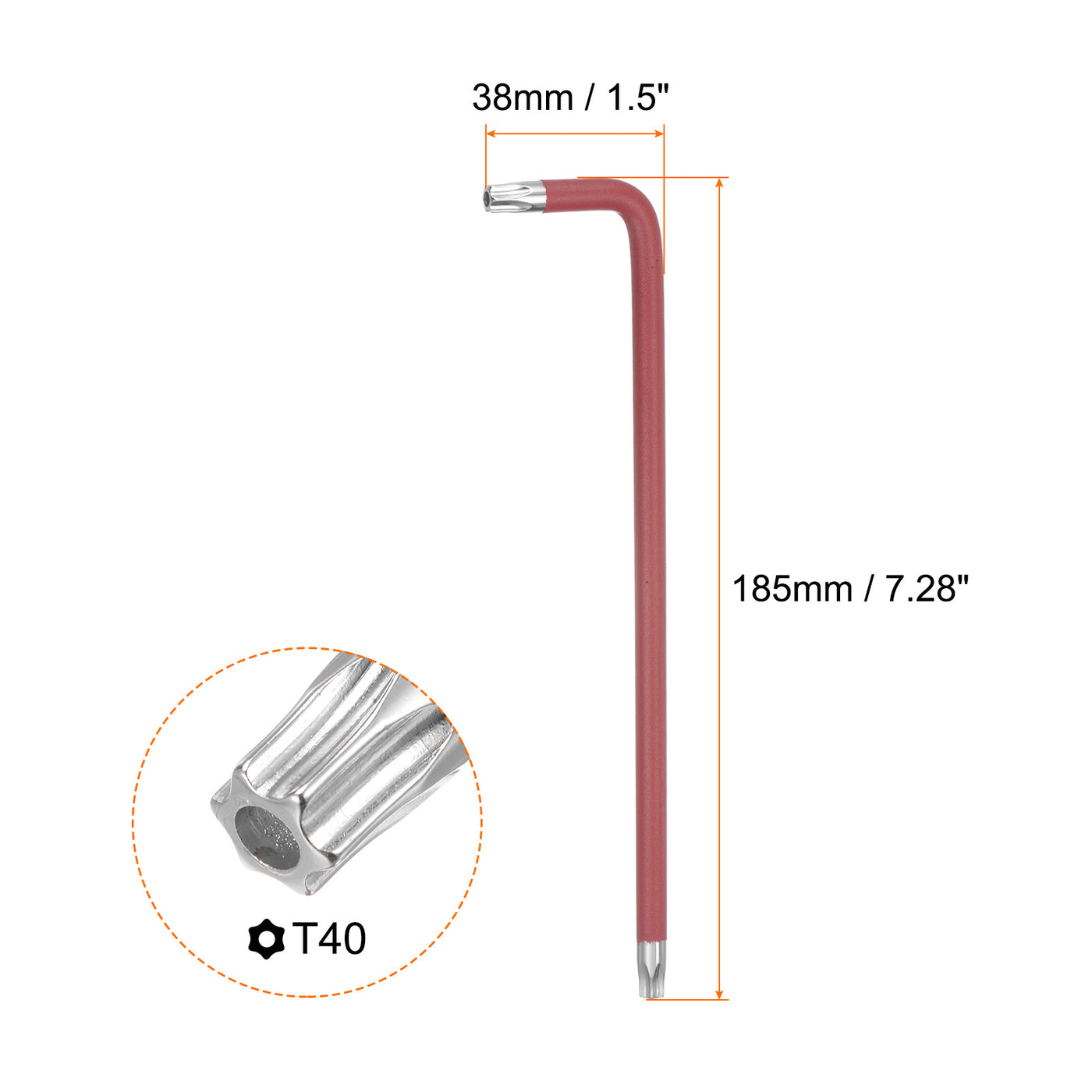 Harfington Hex Key Torx Wrench T40 S2 L-Shape Long Arm 6 Point Hexagon SAE Wrenches