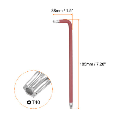 Harfington 4 Stück Sechskantschlüssel Torx-Schlüssel T40 S2 Stahl L-Form Langer Arm Stern 6-Punkt Sechskant-Schlüssel Reparaturwerkzeug für Heimwerker