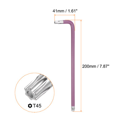 Harfington Sechskantschlüssel Torx-Schlüssel T45 S2 Stahl L-Form Langer Arm Stern 6-Punkt-Sechskant-Schlüssel Reparaturwerkzeug für Heimwerker