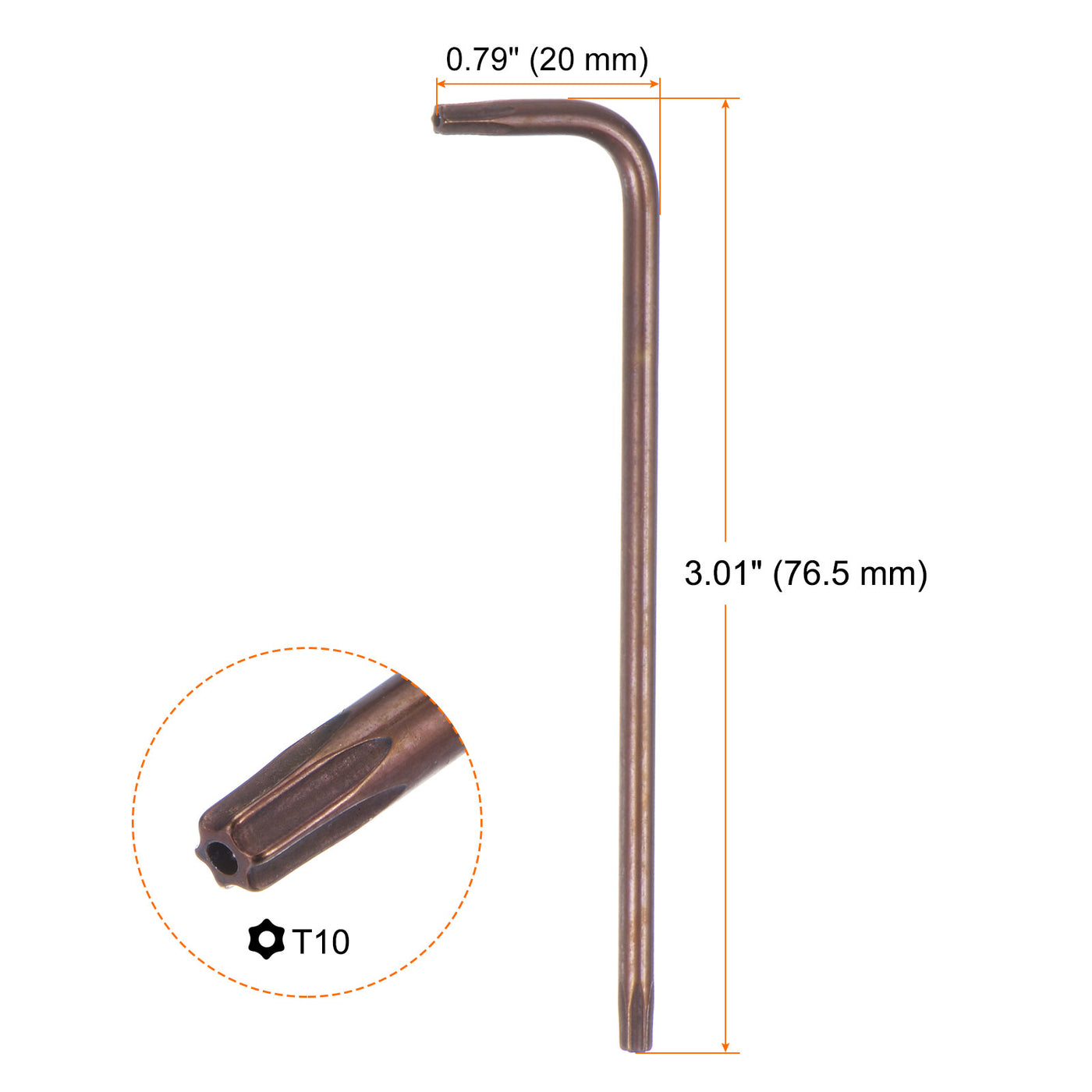 Harfington T10 Long Arm Tamper Proof Torx Wrench Star Keys S2 Steel