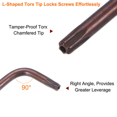 Harfington 2pcs T20 Long Arm Tamper Proof Torx Wrench Star Keys S2 Steel