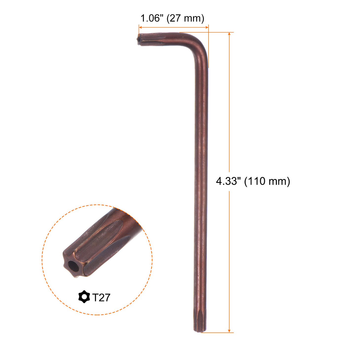 Harfington T27 Long Arm Tamper Proof Torx Wrench Star Keys S2 Steel