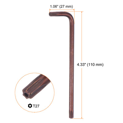 Harfington 2pcs T27 Long Arm Tamper Proof Torx Wrench Star Keys S2 Steel