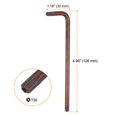 Harfington T30 Long Arm Tamper Proof Torx Wrench Star Keys S2 Steel