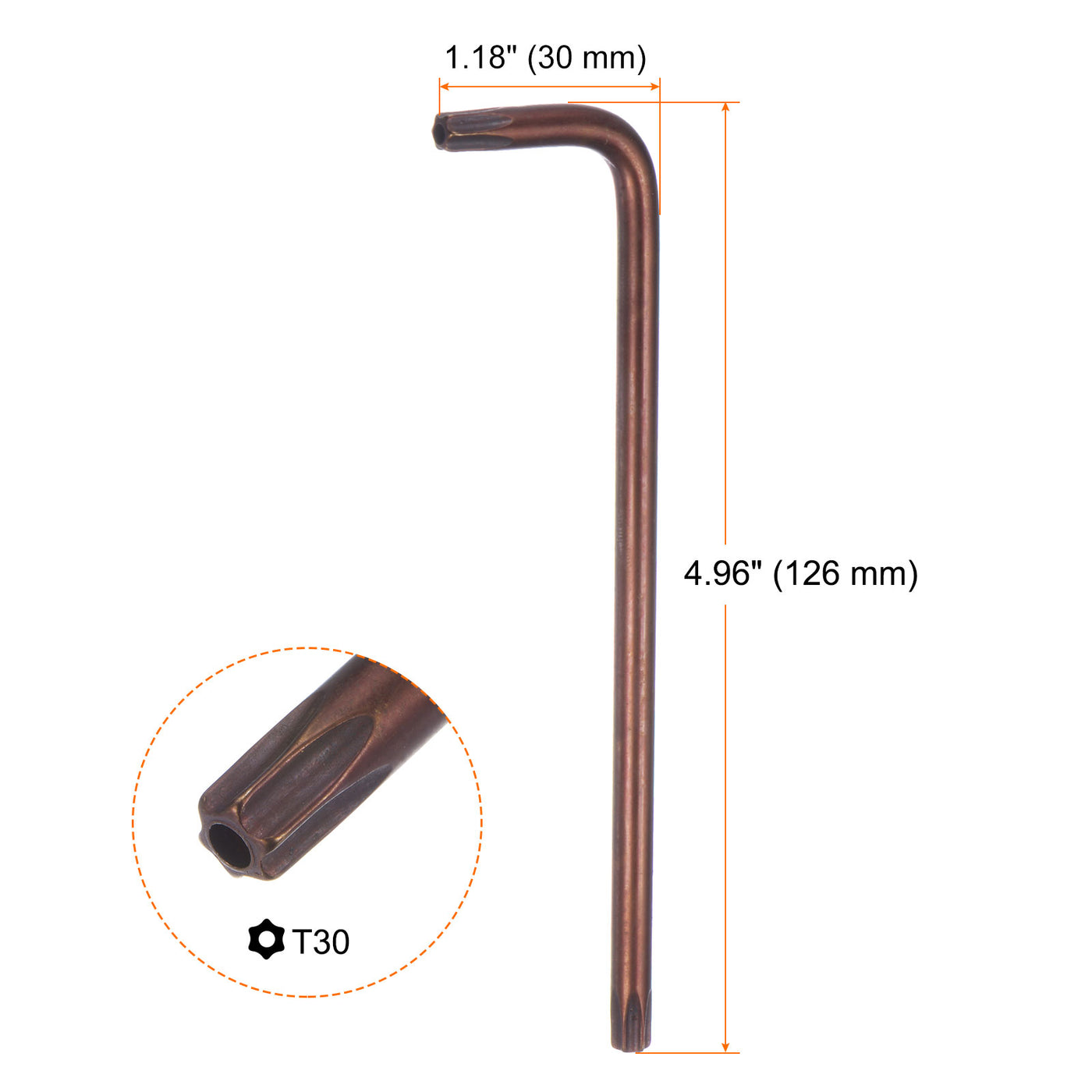 Harfington 2pcs T30 Long Arm Tamper Proof Torx Wrench Star Keys S2 Steel