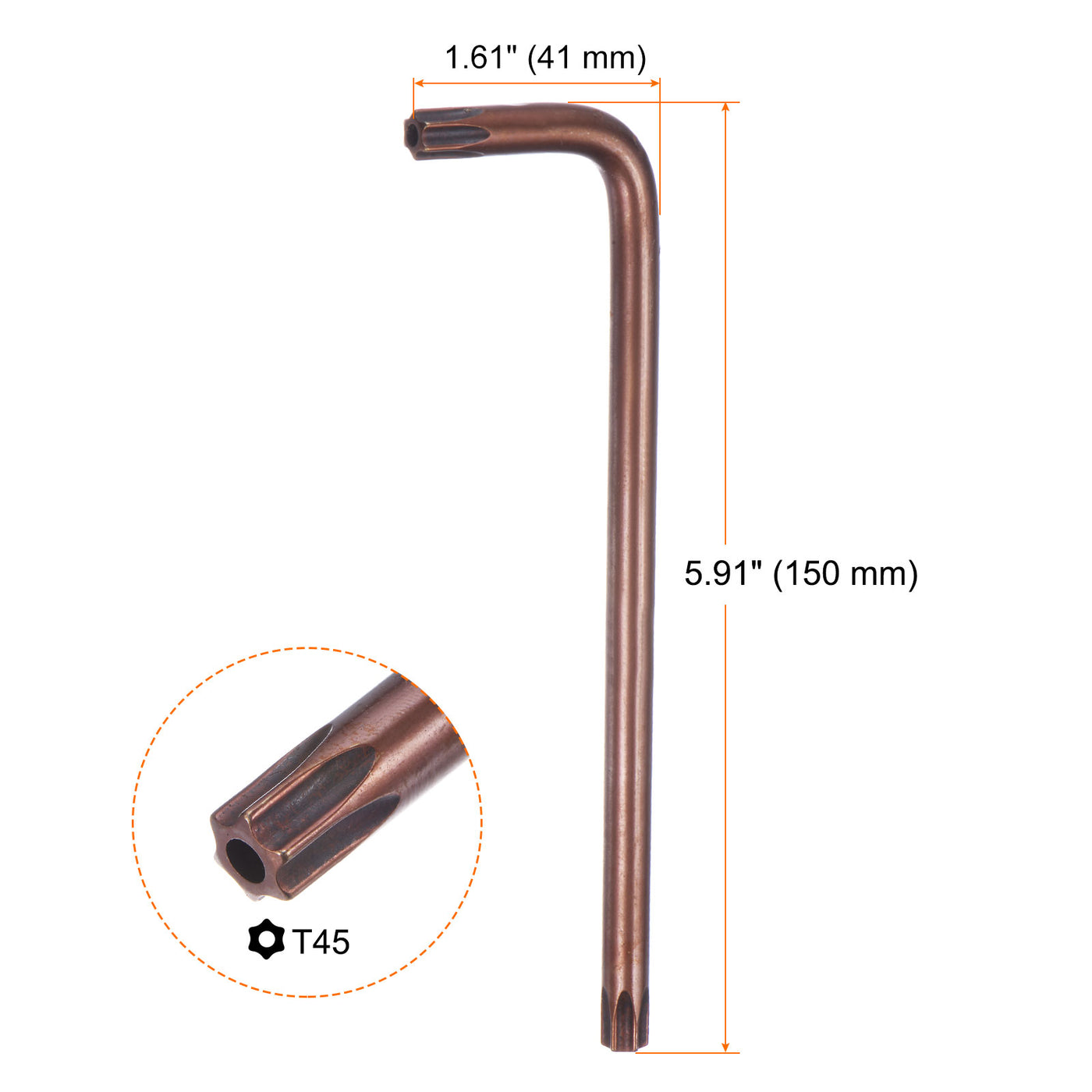 Harfington T45 Long Arm Tamper Proof Torx Wrench Star Keys S2 Steel