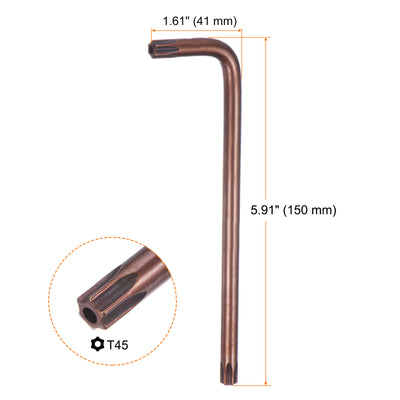 Harfington T45 Long Arm Tamper Proof Torx Wrench Star Keys S2 Steel