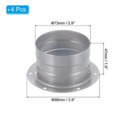 Harfington 3 Inch Duct Connector Flange Metal Straight Pipe Exhaust Hose Flange, 6 Pcs