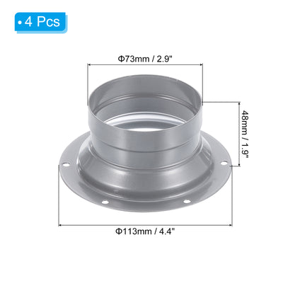 Harfington 3 Zoll Rohrverbinder Flansch, 4 Stück Metall Passend Gerader Rohrflansch Rund Lüftungs Luftkanal für Heizung Kühlung Belüftung HVAC System