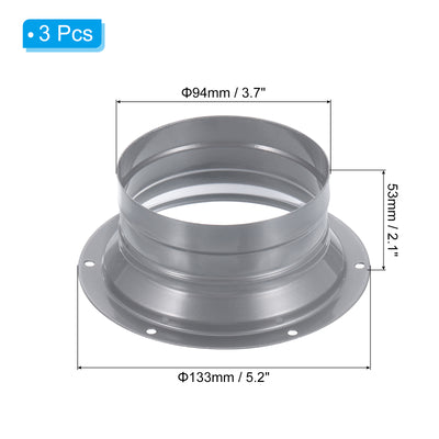 Harfington 4" Duct Connector Flange Straight Pipe Flange Round Ventilation Duct, 3 Pcs