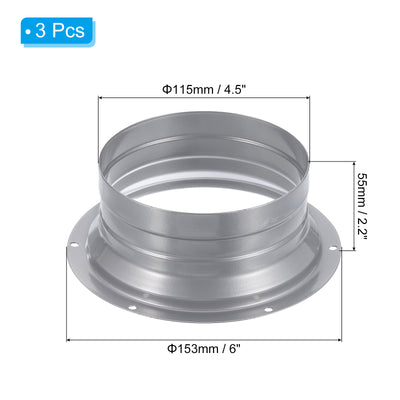 Harfington 5 Inch Duct Connector Flange Straight Pipe Flange Round Ventilation Duct, 3 Pcs