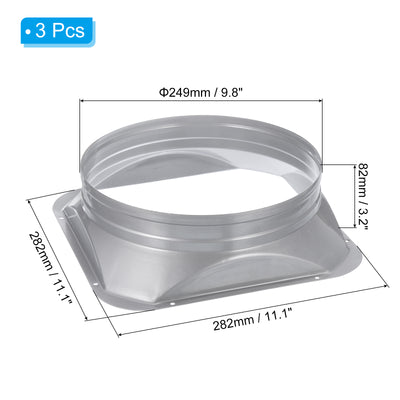 Harfington 10" Duct Connector Flange Square to Round Interface Straight Pipe Flange, 2 Pcs