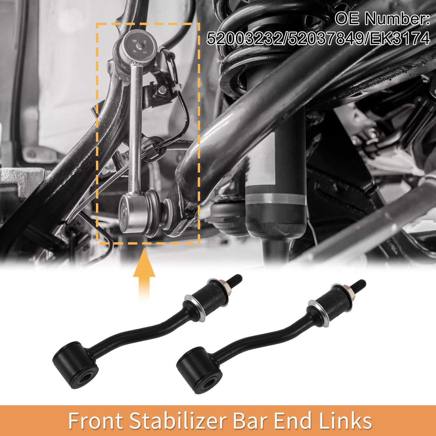 X AUTOHAUX 1 Set Front Sway Bar Links Stabilizer Link Kit with Bushing for Jeep Grand Cherokee Cherokee Comanche Suspension Kit No.52003232/52037849/EK3174