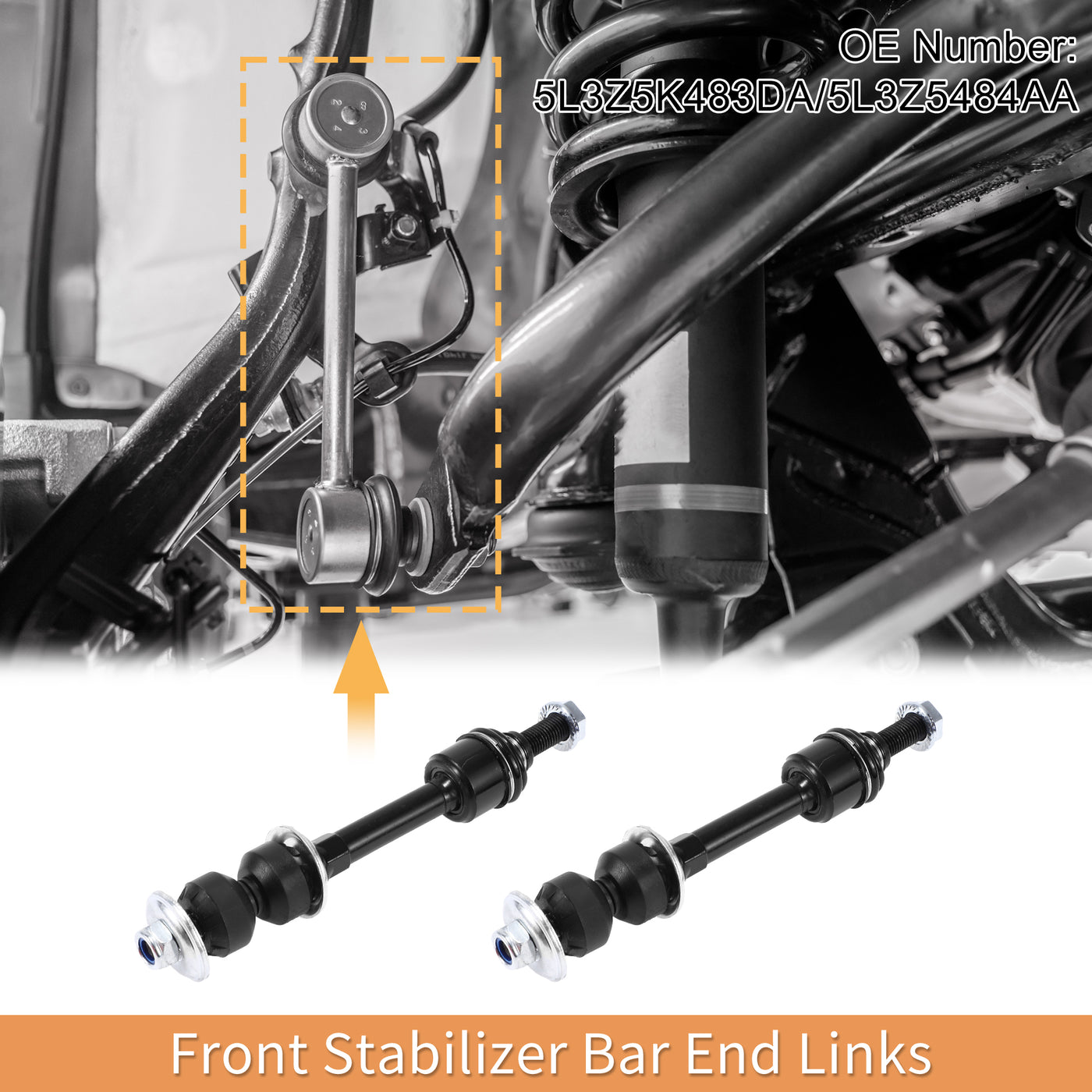 X AUTOHAUX 1 Set Front Sway Bar Links Stabilizer Link Kit with Bushing for Ford F-150 2005-2008 Suspension Kit No.5L3Z5K483DA/5L3Z5484AA