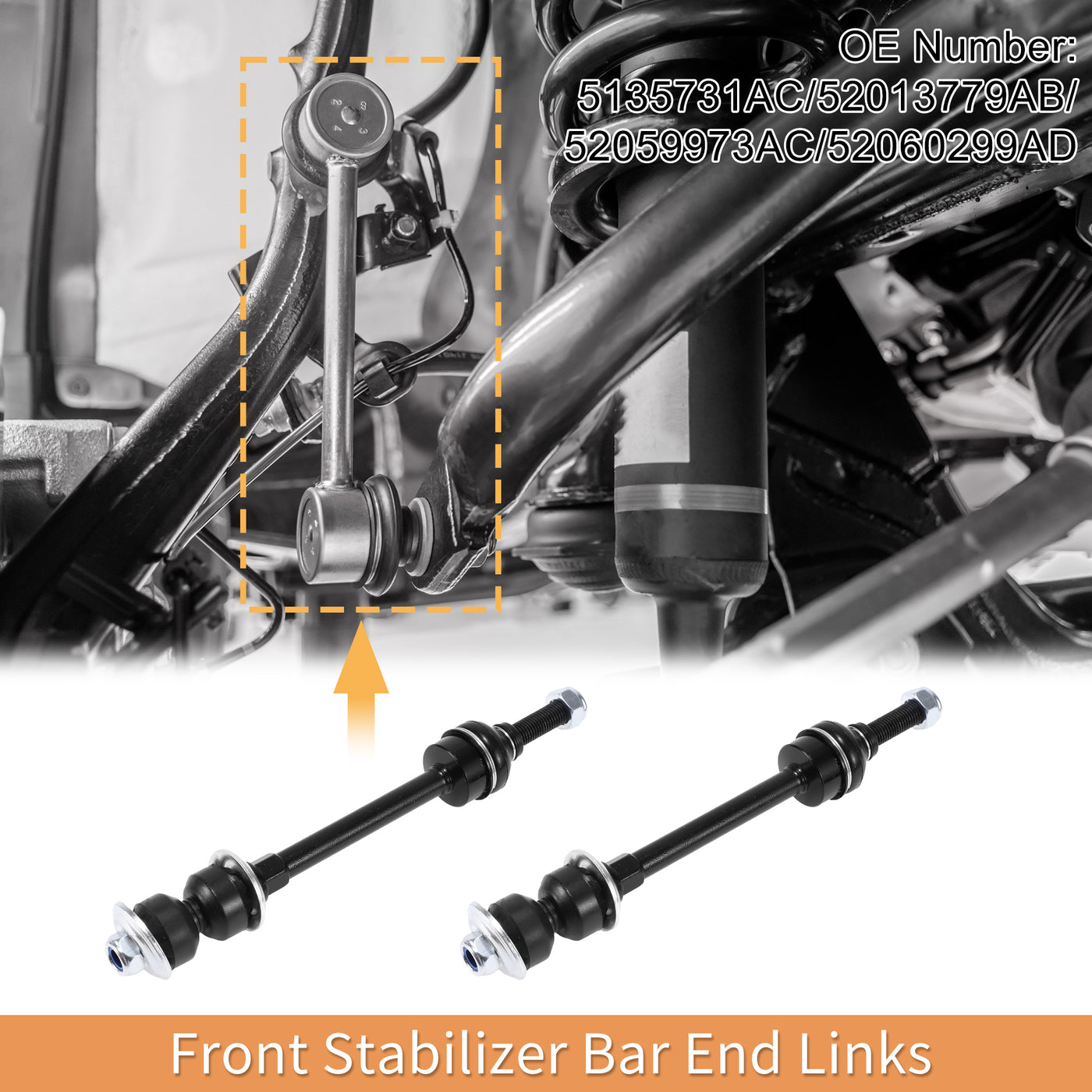 X AUTOHAUX 1 Set Front Sway Bar Links Stabilizer Link Kit with Bushing for Dodge Dakota for Ram Dakota Suspension Kit No.5135731AC/52013779AB/52059973AC