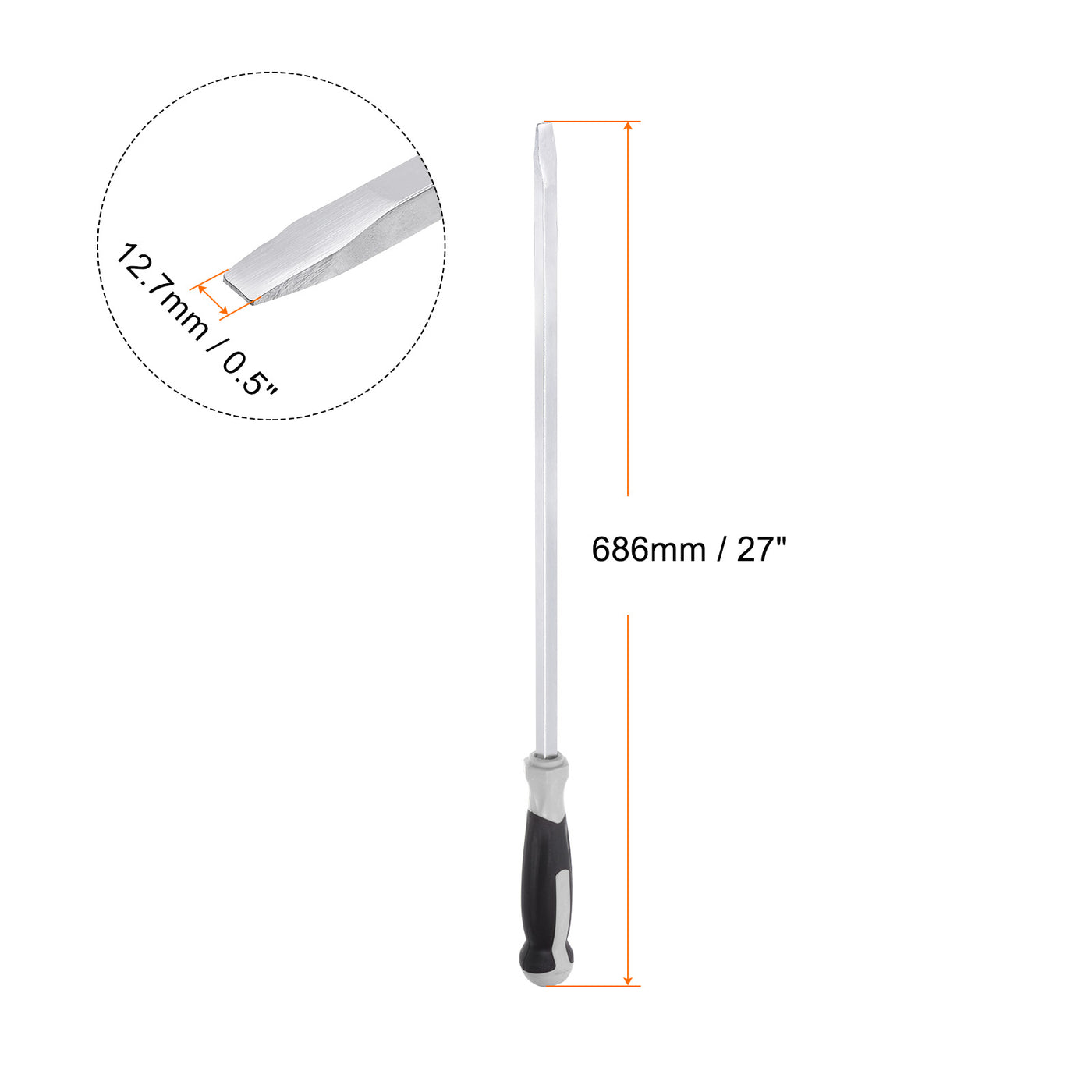 Harfington Slotted Screwdriver 12.7mm Flat Head Impact Demolition Driver W 20" Shank