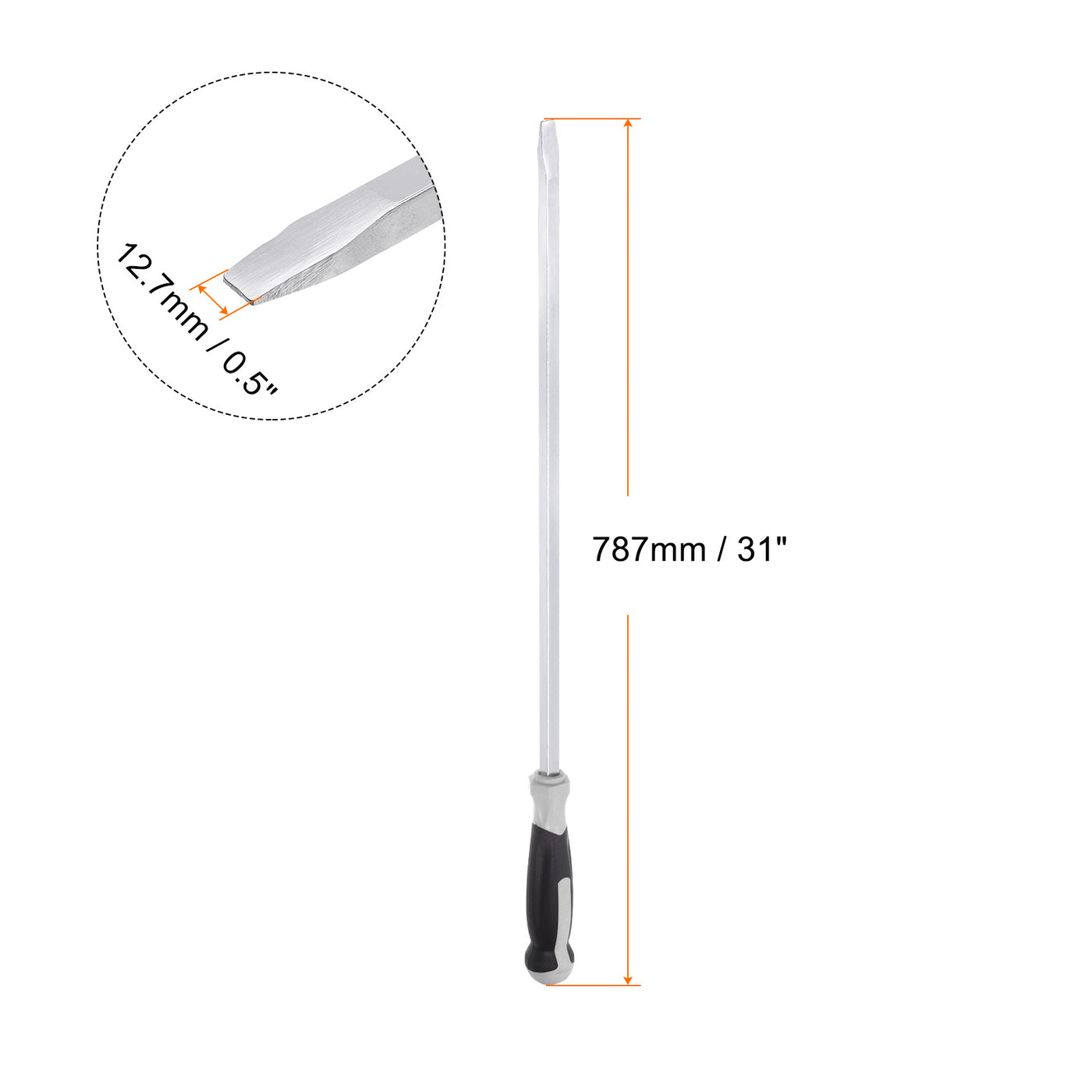 Harfington Slotted Screwdriver 12.7mm Flat Head Impact Demolition Driver W 24" Shank