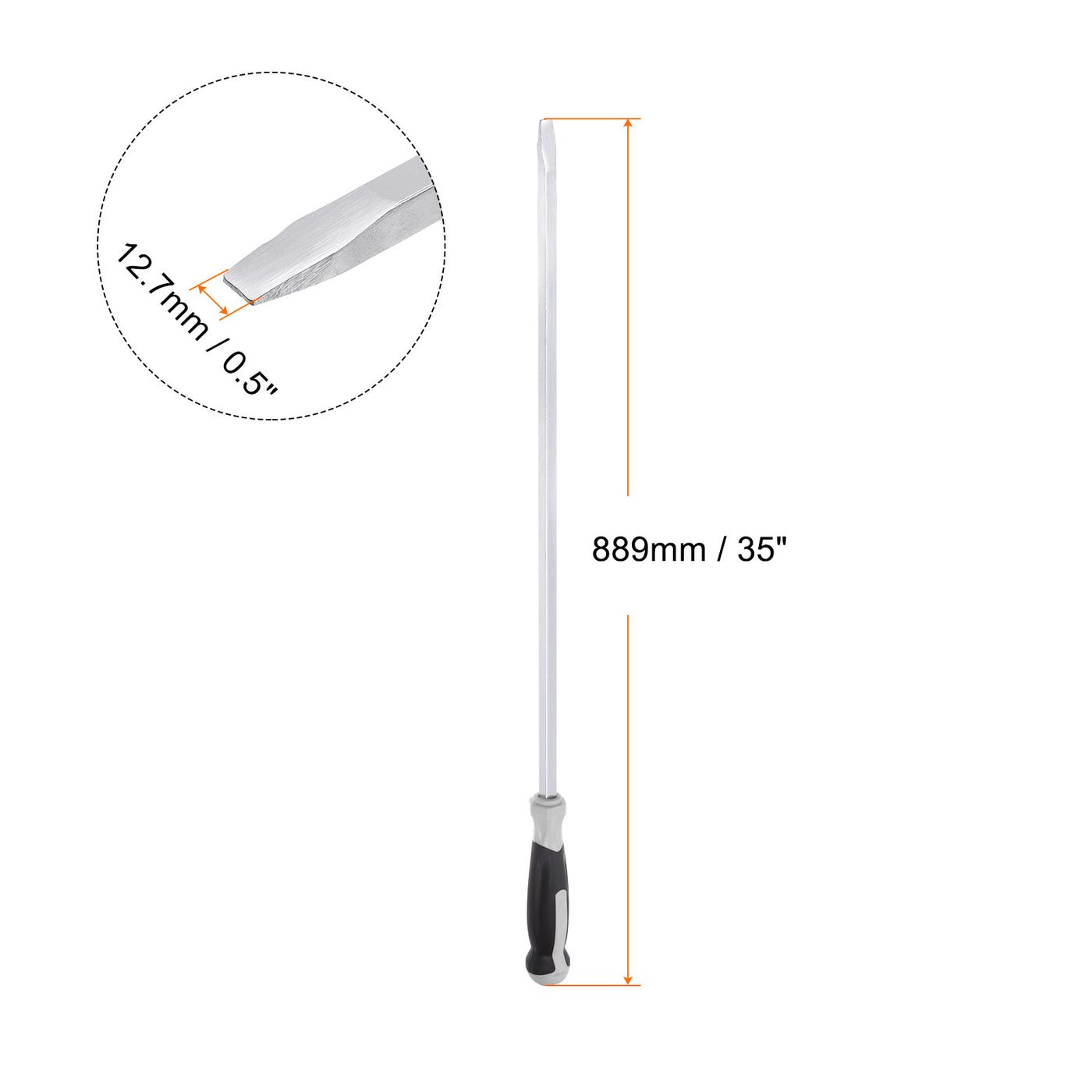 Harfington Slotted Screwdriver 12.7mm Flat Head Impact Demolition Driver W 28" Shank