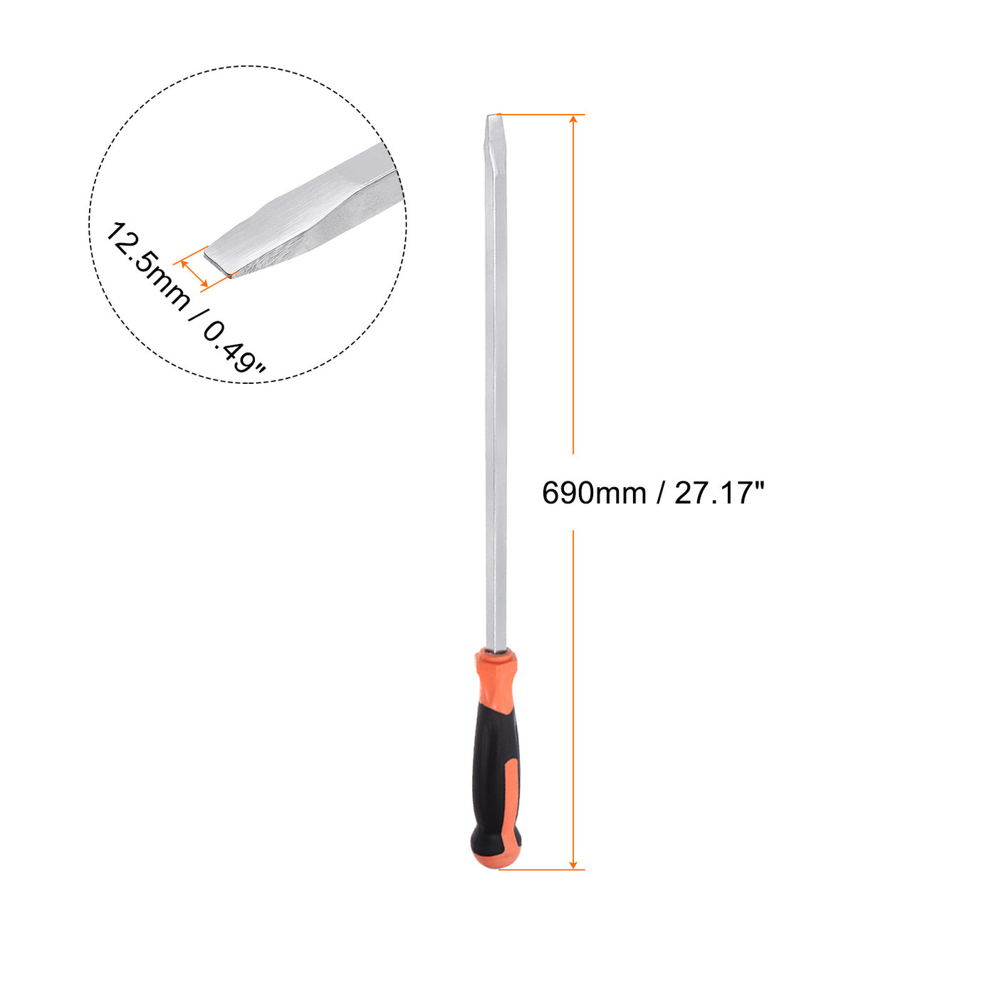 Harfington 2pcs Slotted Screwdriver 12.5mm Flat Head Impact Demolition Driver W 20" Handle