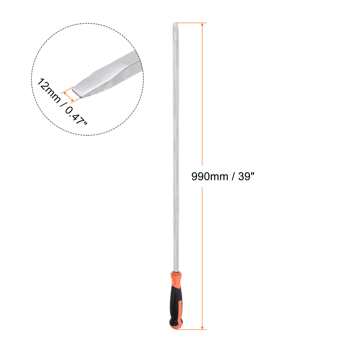 Harfington 2pcs Slotted Screwdriver 12mm Flat Head Impact Demolition Driver W 32" Handle