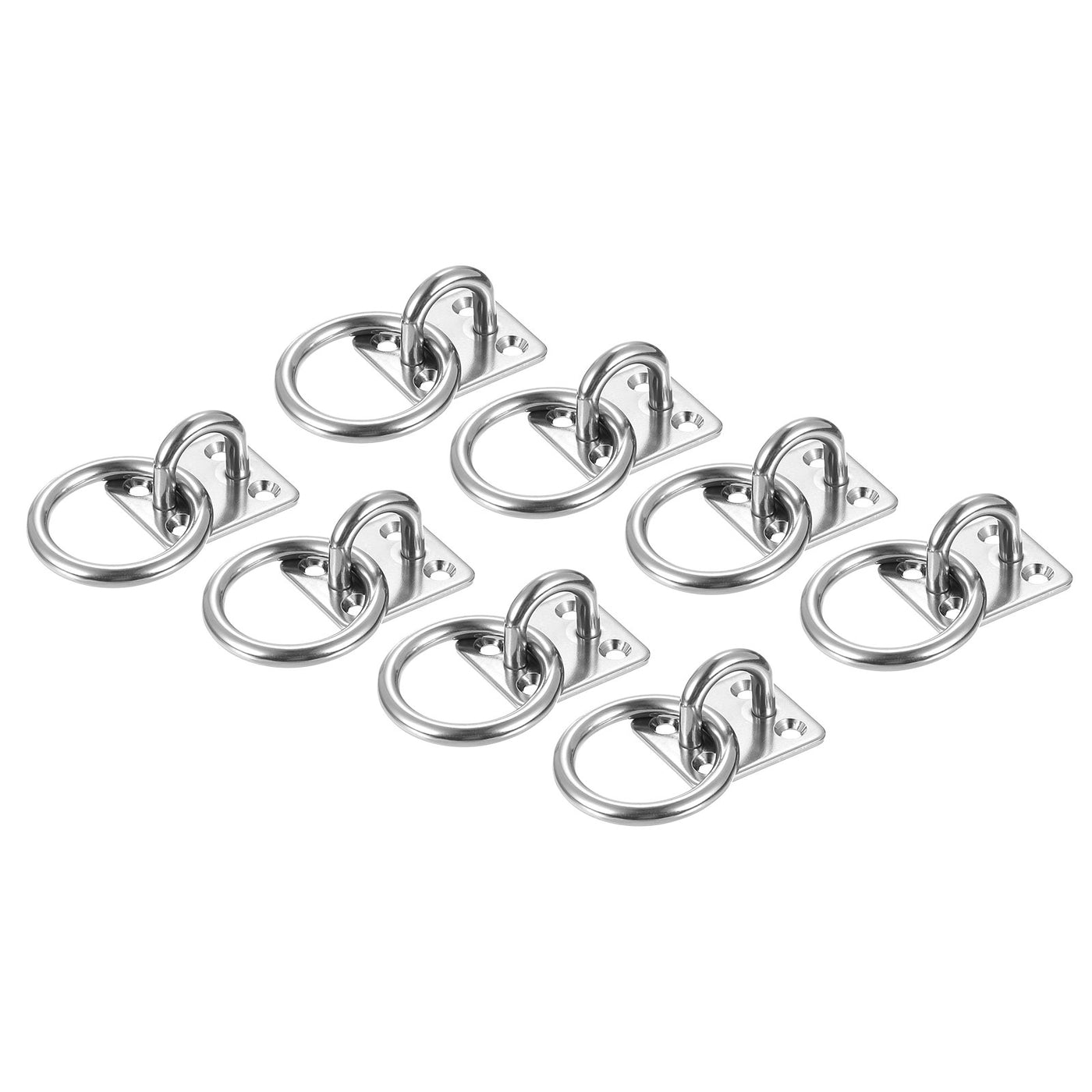 uxcell Uxcell 8 Pcs Pad Eye Plate, 1.4 Inch Stainless Steel Ceiling Hooks with O Ring, Silver