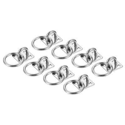 Harfington Uxcell 8 Pcs Pad Eye Plate, 1.4 Inch Stainless Steel Ceiling Hooks with O Ring, Silver