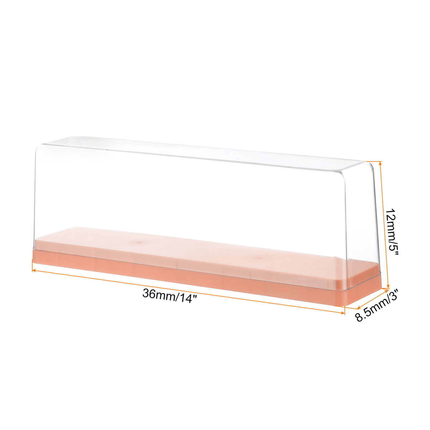 Harfington Orange Acrylic Display Case, 14x3x5inch, Doll Storage Box, Assemble Dustproof Storage Organizer Showcase for Collectibles Action Figures