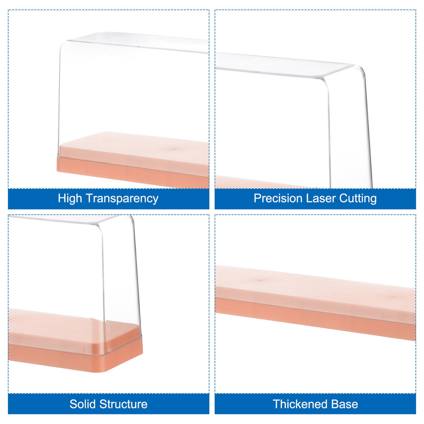 Harfington Orange Acrylic Display Case, 14x3x5inch, Doll Storage Box, Assemble Dustproof Storage Organizer Showcase for Collectibles Action Figures