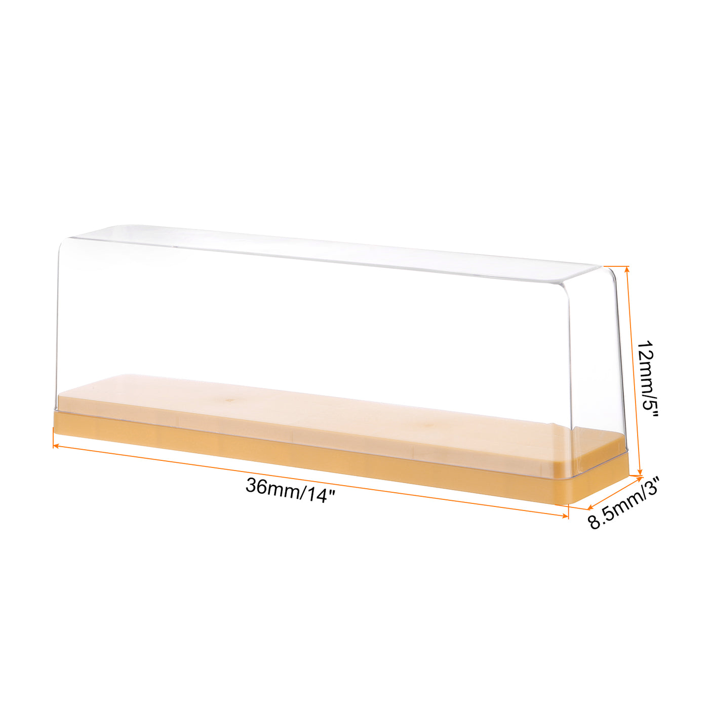 Harfington Yellow Acrylic Display Case, 14x3x5inch, Doll Storage Box, Assemble Dustproof Storage Organizer Showcase for Collectibles Action Figures