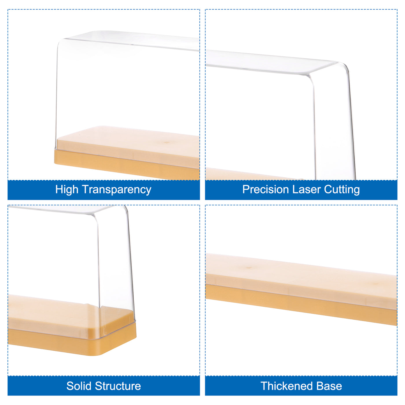 Harfington Yellow Acrylic Display Case, 14x3x5inch, Doll Storage Box, Assemble Dustproof Storage Organizer Showcase for Collectibles Action Figures