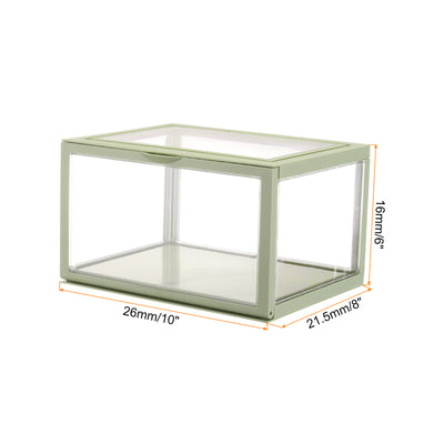 Harfington Avocado Green Acrylic Display Case, 10x8x6inch, Doll Storage Box, Assemble Dustproof Storage Organizer Showcase for Collectibles Action Figures