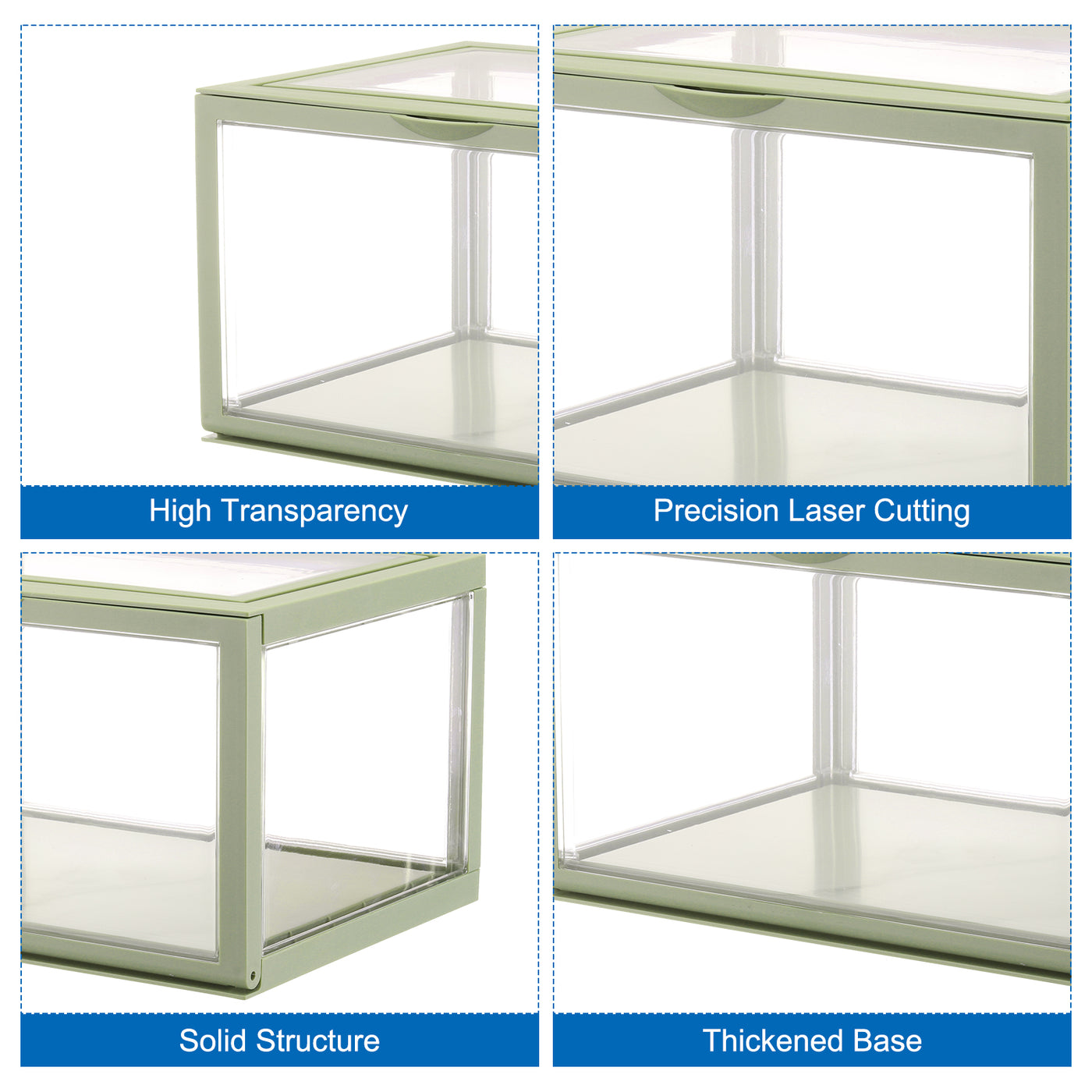 Harfington Avocado Green Acrylic Display Case, 10x8x6inch, Doll Storage Box, Assemble Dustproof Storage Organizer Showcase for Collectibles Action Figures