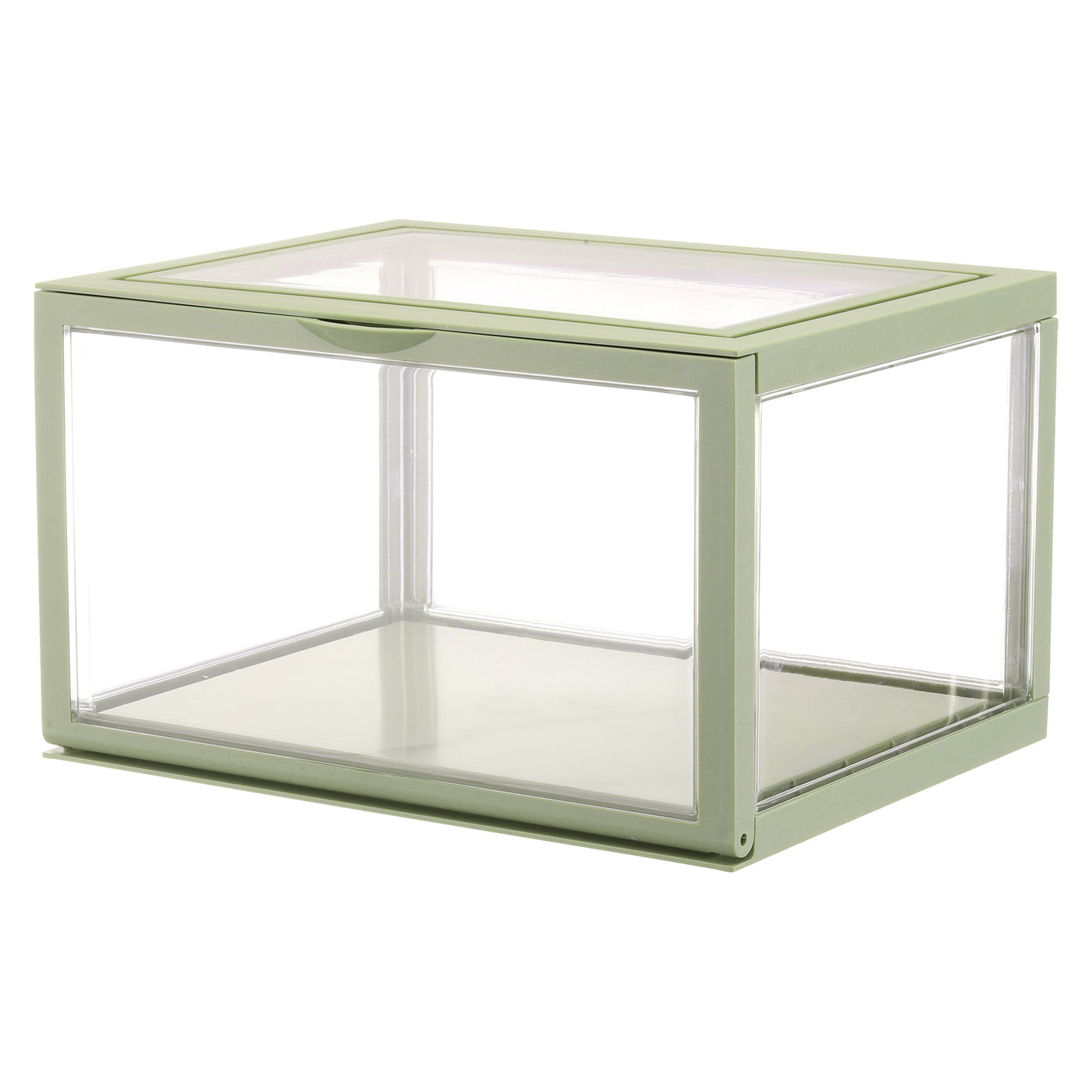 Harfington Avocado Green Acrylic Display Case, 10x8x6inch, Doll Storage Box, Assemble Dustproof Storage Organizer Showcase for Collectibles Action Figures