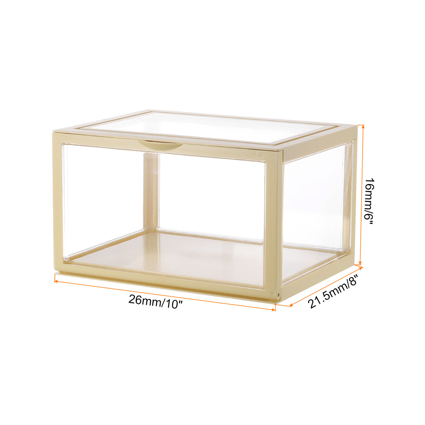 Harfington Creamy Yellow Acrylic Display Case, 10x8x6inch, Doll Storage Box, Assemble Dustproof Storage Organizer Showcase for Collectibles Action Figures