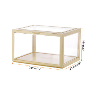 Harfington Creamy Yellow Acrylic Display Case, 10x8x6inch, Doll Storage Box, Assemble Dustproof Storage Organizer Showcase for Collectibles Action Figures