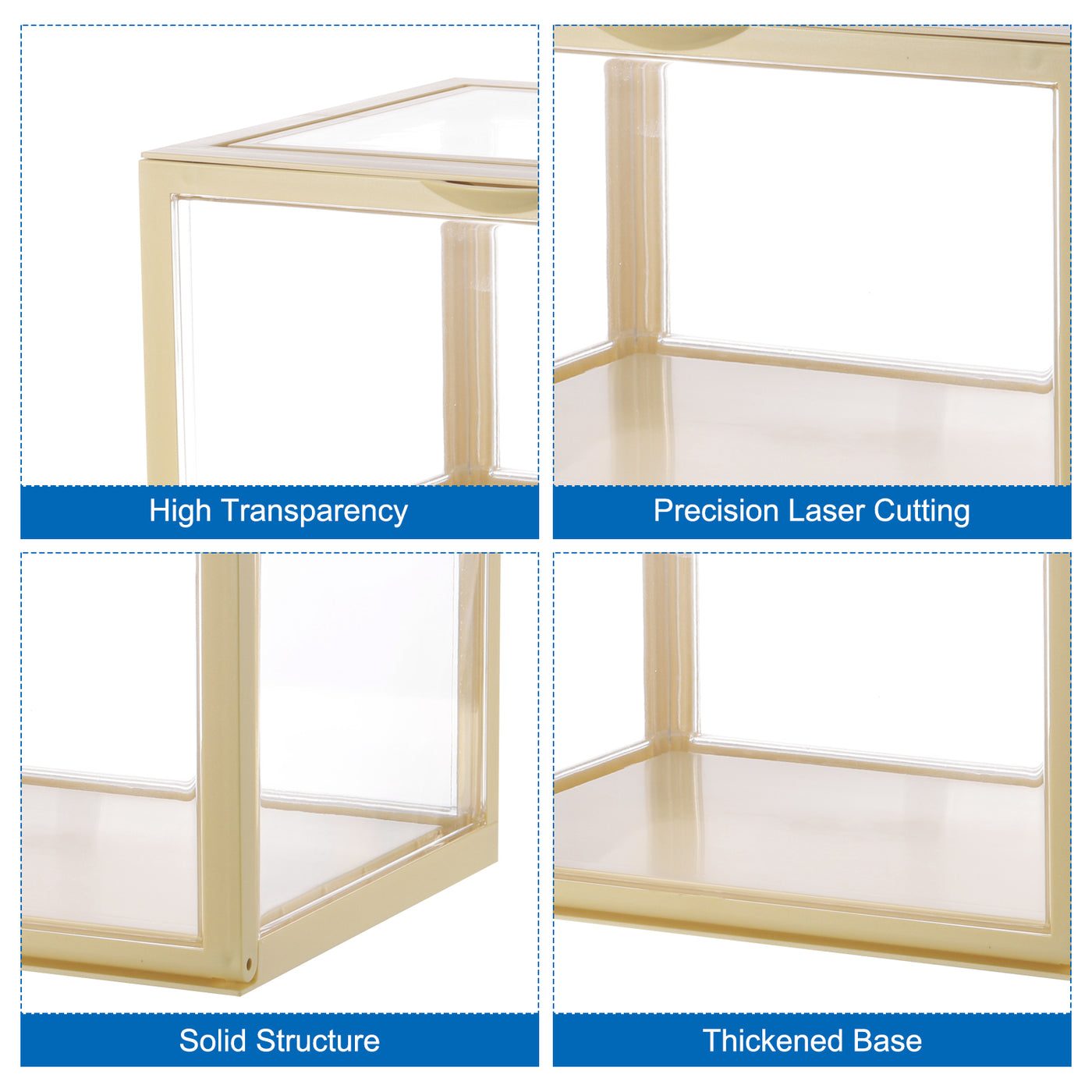 Harfington Creamy Yellow Acrylic Display Case, 10x8x6inch, Doll Storage Box, Assemble Dustproof Storage Organizer Showcase for Collectibles Action Figures