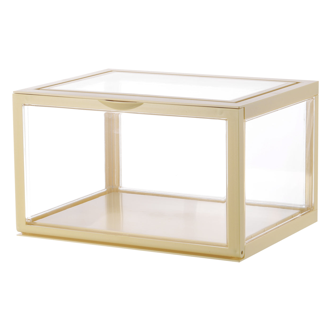 Harfington Creamy Yellow Acrylic Display Case, 10x8x6inch, Doll Storage Box, Assemble Dustproof Storage Organizer Showcase for Collectibles Action Figures