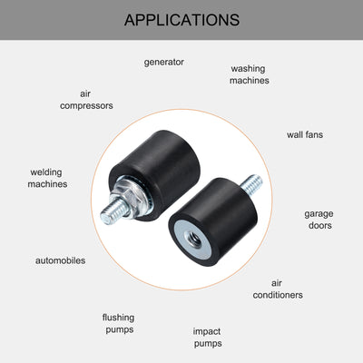 Harfington Uxcell 2pcs M4x10mm Thread Studs Rubber Shock 40x30mm Male Female 2pcs M4 Lock Nuts