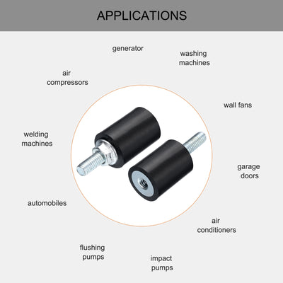 Harfington Uxcell 2pcs M5x15mm Thread Studs Rubber Shock 15x20mm Male Female 2pcs M5 Lock Nuts