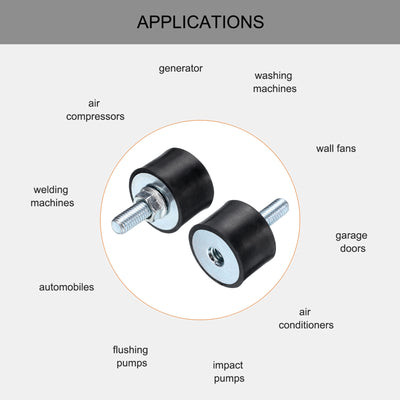 Harfington Uxcell 2pcs M8x23mm Thread Studs Rubber Shock 30x20mm Male Female 2pcs M8 Lock Nuts