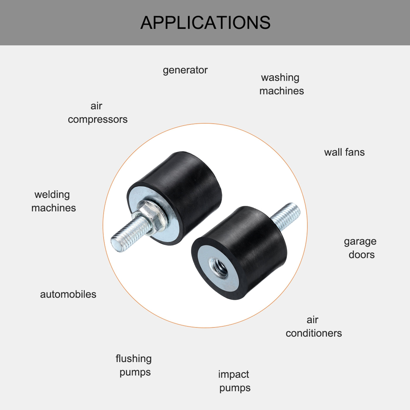 uxcell Uxcell 2pcs M8x23mm Thread Studs Rubber Shock 30x25mm Male Female 2pcs M8 Lock Nuts