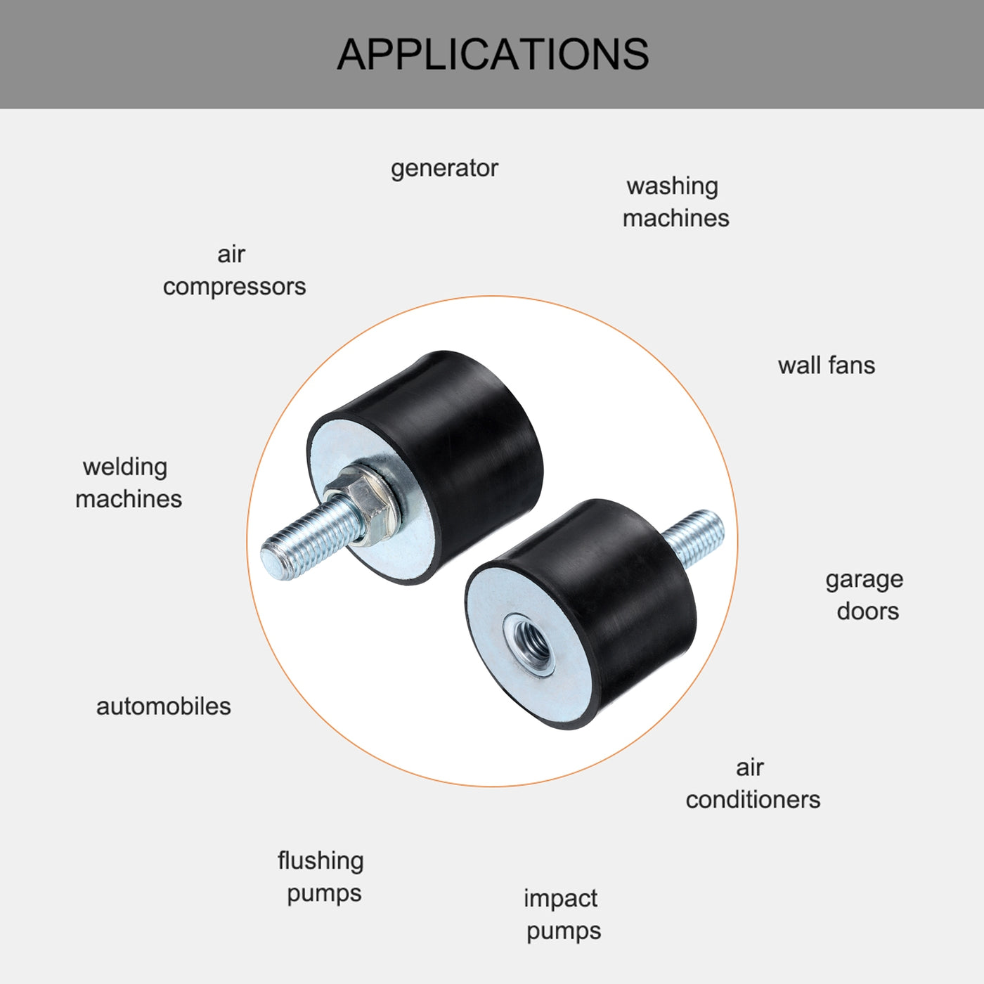 uxcell Uxcell 2pcs M10x27mm Thread Studs Rubber Shock 40x30mm Male Female 2pcs M10 Lock Nuts