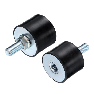 Harfington Uxcell 2pcs M10x27mm Thread Studs Rubber Shock 40x30mm Male Female 2pcs M10 Lock Nuts